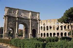 Lazio Italy Travel Guide Prints: The Colosseum and Arch of Constantine