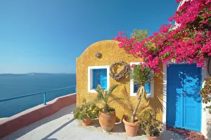 Colourful house in Santorini, Cyclades, Greek Islands, Greece, Europe Colourful house in Santorini, Cyclades, Greek Islands, Greece, Europe
