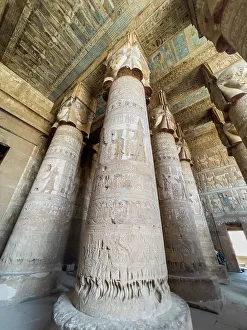 Temple Of Hathor Egypt Prints: Columns inside the Hypostyle Hall