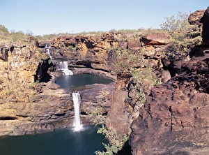 Western Australia Tourist Attractions Prints: Complete view of all four stages of the Mitchell Falls, Kimberley, Western Australia