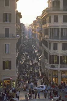 Spanish Steps Italy Prints: Via Condotti from the Spanish Steps