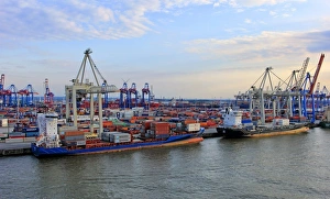 Container Terminal Europe Prints: Container Terminal Burchardkai, Harbour of Hamburg, Germany, Europe