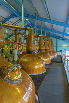 Copper pot stills, Laphroaig Whisky Distillery, Islay, Argyll and Bute, Scotland Copper pot stills, Laphroaig Whisky Distillery, Islay, Argyll and Bute, Scotland