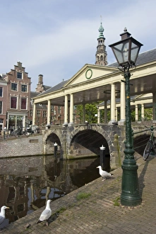 European Bridge Architecture Prints: The Corn Bridge, Centre of the Old Town, Leiden, Netherlands, Europe