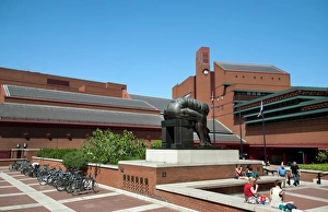 Courtyard of the British Library showing sculpture of Isaac Newton by Eduardo Paolozzi Courtyard of the British Library showing sculpture of Isaac Newton by Eduardo Paolozzi