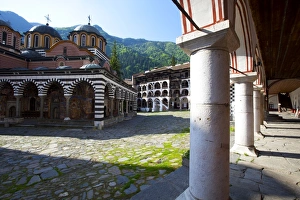 Courtyard and Church of the Nativity, Rila Monastery, UNESCO World Heritage Site Courtyard and Church of the Nativity, Rila Monastery, UNESCO World Heritage Site
