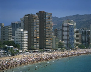 Crowds of tourists on the beach Crowds of tourists on the beach