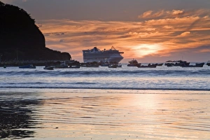 Cruise ship at sunset in San Juan Del Sur, Department of Rivas, Nicaragua Cruise ship at sunset in San Juan Del Sur, Department of Rivas, Nicaragua