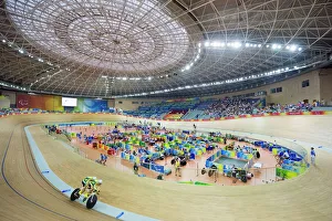 Cycling event during the 2008 Paralympic Games at Laoshan Velodrome, Beijing, China, Asia Cycling event during the 2008 Paralympic Games at Laoshan Velodrome, Beijing, China, Asia