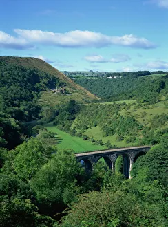 Prints of Dale and viaduct from Monsal Head, Monsal Dale, Derbyshire, England, United Kingdom, Europe Derbyshire Prints: Monsal Head Print: Dale and Viaduct, Derbyshire, England