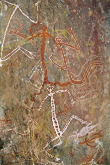 Dancing figures at Nourlangie Rock, aboriginal shelter and rock art site in Kakadu National Park Dancing figures at Nourlangie Rock, aboriginal shelter and rock art site in Kakadu National Park