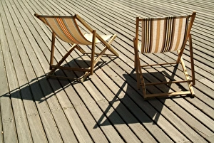 Deckchairs on the seafront boardwalk (la planche), Deauville, Cote Fleurie Deckchairs on the seafront boardwalk (la planche), Deauville, Cote Fleurie