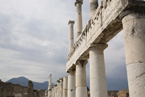 Colorful Italian Landscapes Prints: Decumano Maximo columns, Pompeii, UNESCO World Heritage Site, Campania, Italy, Europe