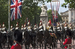 Detachment of Mounted Guard in the Mall en route to Trooping of the Colour, London Detachment of Mounted Guard in the Mall en route to Trooping of the Colour, London