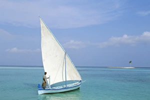 Indian Ocean Island Getaway Prints: Dhoni and sandbar
