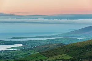 Dingle Bay at dawn from Conor Pass, Dingle Peninsula, County Kerry, Munster, Republic of Ireland Dingle Bay at dawn from Conor Pass, Dingle Peninsula, County Kerry, Munster, Republic of Ireland