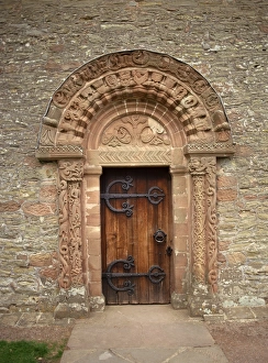 Doorway detail from Kilpeck Church dating from the late 12th century, Hereford Worcester Doorway detail from Kilpeck Church dating from the late 12th century, Hereford Worcester