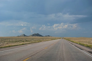 Cloudy Day Scenery Prints: Dramatic clouds over the countryside of Wyoming, United States of America, North America
