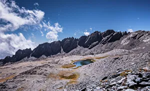 Andalusia Nature Photography Prints: Dramatic rugged mountain range with a lake