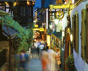 Prints of The Drosselgrasse, Rudeshiem, Rhine Valley, Germany, Europe River Prints: Rhine Valley Village Print