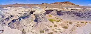 A dry waterfall made of purple bentonite in the Flat Tops of Petrified Forest National A dry waterfall made of purple bentonite in the Flat Tops of Petrified Forest National