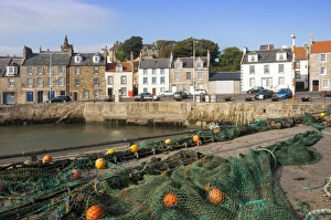 Scottish Harbour Scene Prints: Drying nets by the harbour at Pittenweem, Fife, Scotland, United Kingdom, Europe