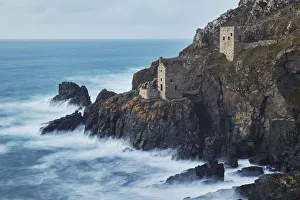 A dusk view of the iconic cliffside ruins of Botallack tin mine A dusk view of the iconic cliffside ruins of Botallack tin mine
