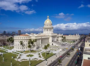 El Capitolio and Paseo del Prado, elevated view, Havana, La Habana Province, Cuba El Capitolio and Paseo del Prado, elevated view, Havana, La Habana Province, Cuba
