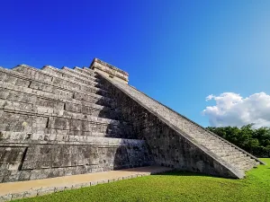 Ancient Maya Ruins Prints: El Castillo or Temple of Kukulcan, low angle view, Chichen Itza, Yucatan State, Mexico