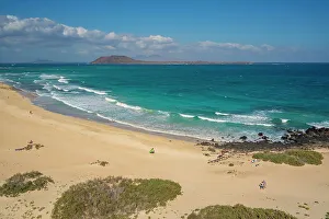 Corralejo Natural Park Prints: Elevated view of beach and the Atlantic Ocean