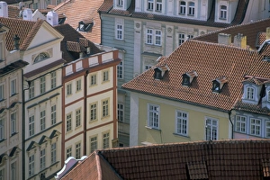 Old Town Square Prague Photos Prints: Elevated view of building facades, Male namesti (small square), Old Town Square