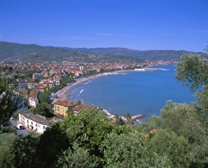 Italian Riviera Coastline Prints: Elevated view of the coastline