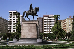 Mediterranean Architecture Images Prints: Equestrian statue in main square