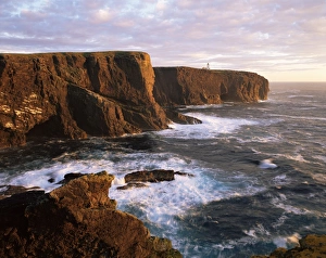 Colorful Rock Formations Europe Prints: Eshaness Cliffs and lighthouse