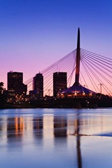 Canada Travel Destinations Prints: Esplanade Riel Bridge over the Red River, Winnipeg, Manitoba, Canada, North America
