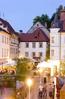 Colorful Street Scene Europe Prints: Evening dining