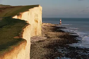 UK Coastal Photography Prints: Evening light on Beachy Head Lighthouse & Beachy Head