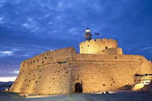 Evening, St. Nicholas Fort, Rhodes, Dodecanese Island Group, Greek Islands, Greece Evening, St. Nicholas Fort, Rhodes, Dodecanese Island Group, Greek Islands, Greece
