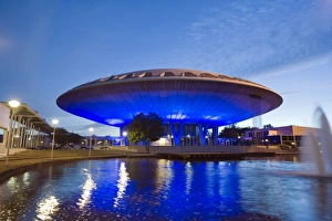 Water Reflections Photography Prints: Evoluon built in 1996, exhibit on science and technology, by L. L. C. de Bever and L