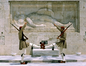 Evzones guards in front of Greek Parliament building Evzones guards in front of Greek Parliament building