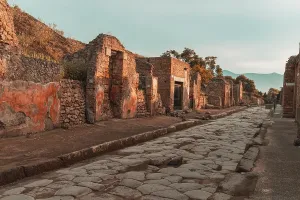 Italian Architecture History Prints: Exploring the ancient structures and streets of Old Pompeii in Campania