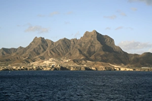 Cape Verde Islands Prints: Face mountain, Mindelo harbour, Sao Vicente, Cape Verde Islands, Atlantic, Africa