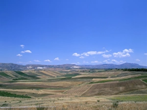 Sicily Island Prints: Fields, island of Sicily