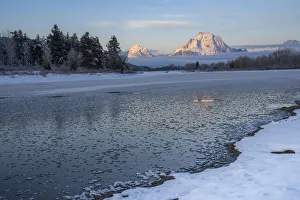 First Light Print of Mount Moran at Oxbow Bend