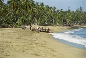 Tobago Beach Prints: Fishermen on Turtle Beach