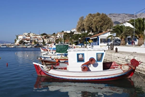 Greek Harbour Scene Prints: Fishing harbour, Ormos Marathokampos, Samos, Aegean Islands, Greece