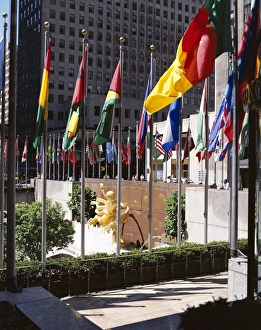 NYC Travel Destinations Prints: Flags outside the Rockefeller Center