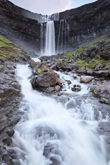 Fossa waterfall, Sunda municipality, Streymoy Island, Faroe Islands, Denmark, Europe Fossa waterfall, Sunda municipality, Streymoy Island, Faroe Islands, Denmark, Europe