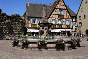 Alsace France Landmarks Prints: Fountain, Eguisheim