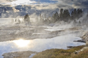 Yellowstone National Park Photography Prints: Freezing mists and thermal features